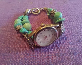 Southwestern boho style Turquoise and Silver watch