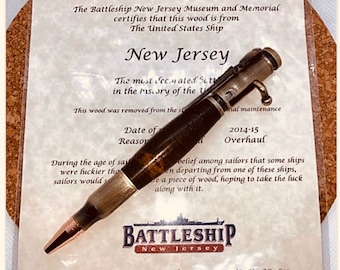 USS New Jersey Pen made from reclaimed decking