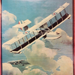 Vintage 1974 Recruiting Poster. US Navy Biplane