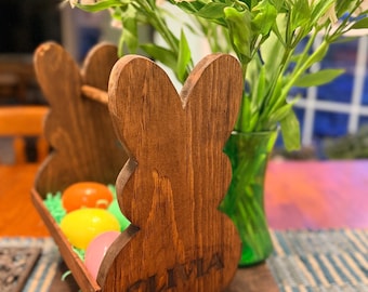 Wooden Bunny Basket - Handmade Decor - Rustic Farmhouse