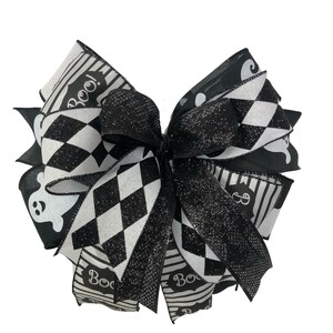 Lantern bow, Black and white Halloween bow, Wreath bow, Ghost ribbon, Mailbox bow