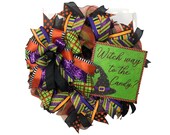 Witch Way to the Candy, Halloween candy wreath, Halloween decor, Witch hat sign