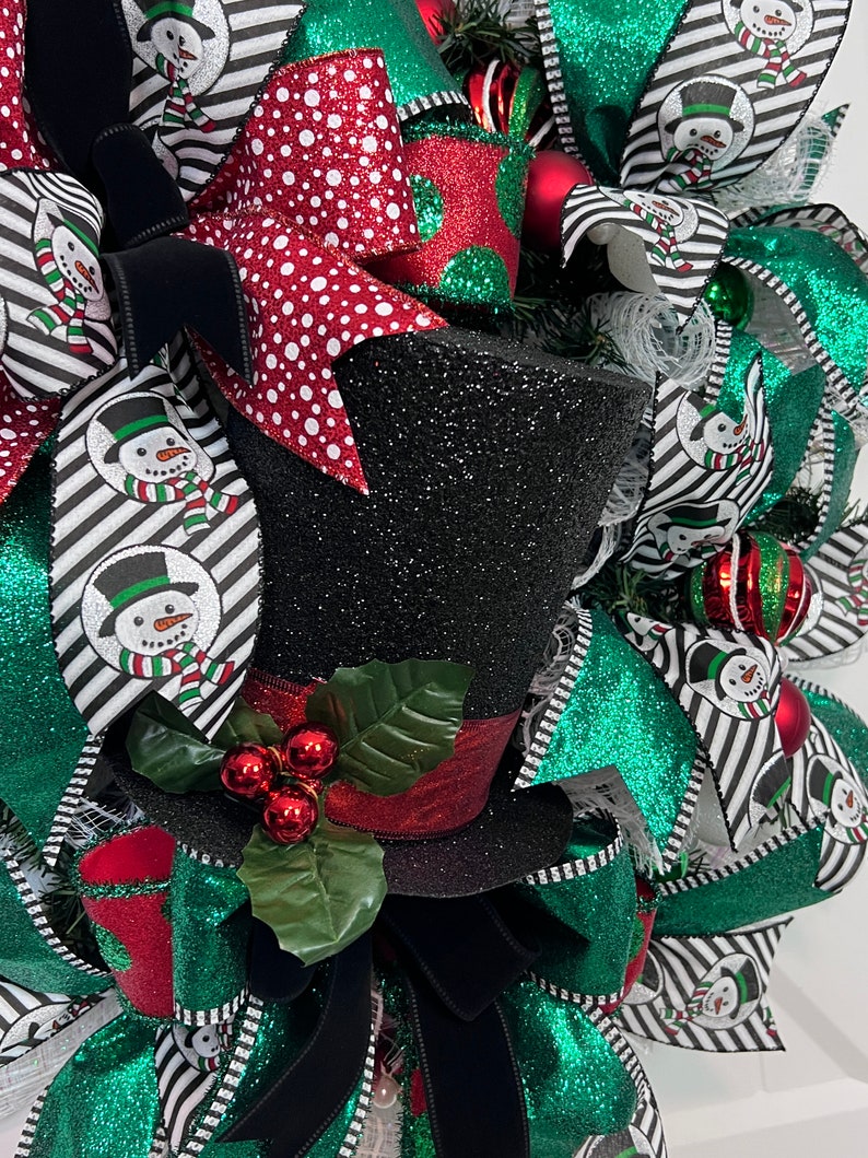 Snowman Wreath, Top Hat Snowman Wreath, Christmas Snowman Wreath