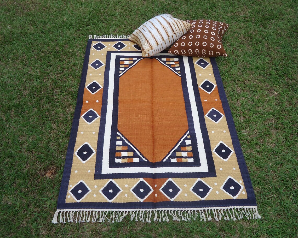 African Mudcloth Area Rug Mudcloth Cotton Rug Handwoven Cotton Etsy