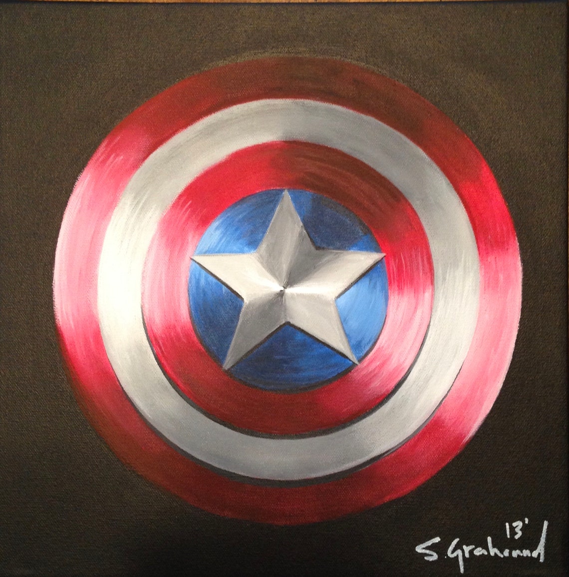 Print of Captain America Shield From an Acrylic Painting on - Etsy