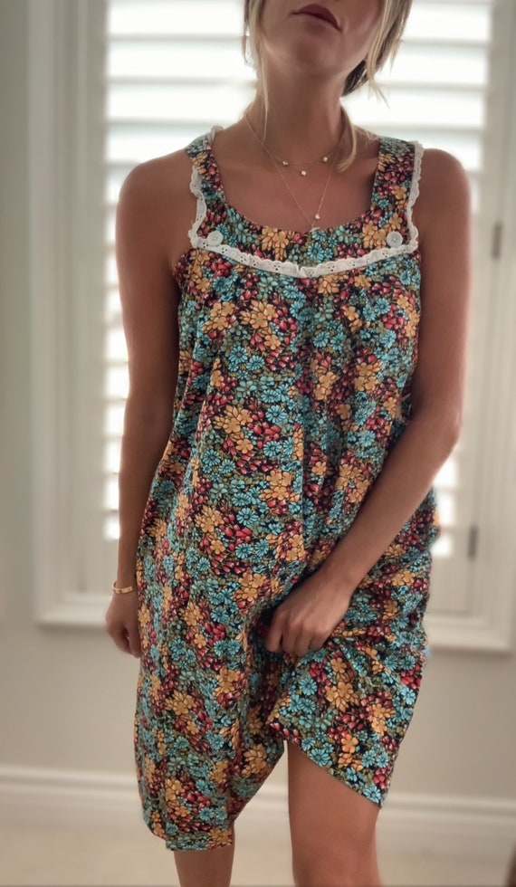 Vintage- Darling 60s Handmade Floral tank dress - image 3