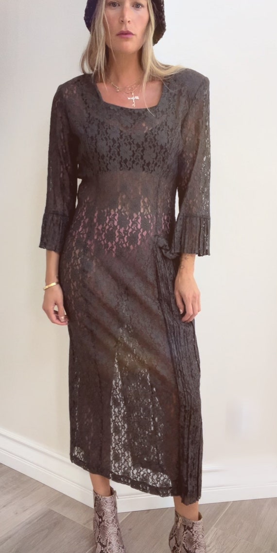 Vintage- 1980 black lace dress, Halloween witch C… - image 9