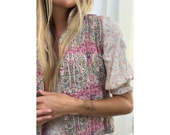 Vintage- 70s Indian colorful Handblock vest waistcoat