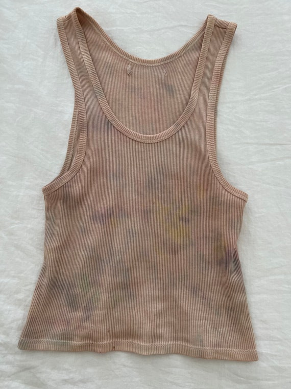 Vintage- subtle Overdyed tank Tie dye neutral - image 1