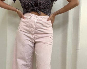 Vintage- re worked high waisted rise sailor pants, pink Overdyed
