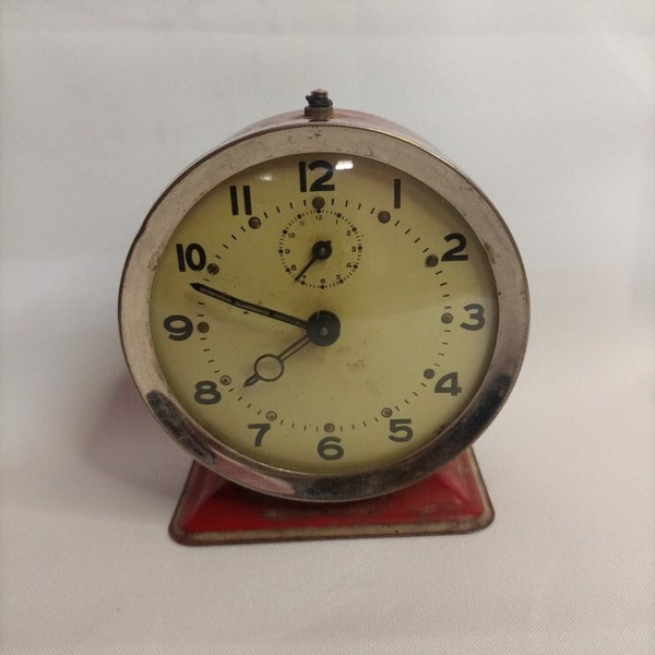 Vintage Mid Century Red French Alarm Clock