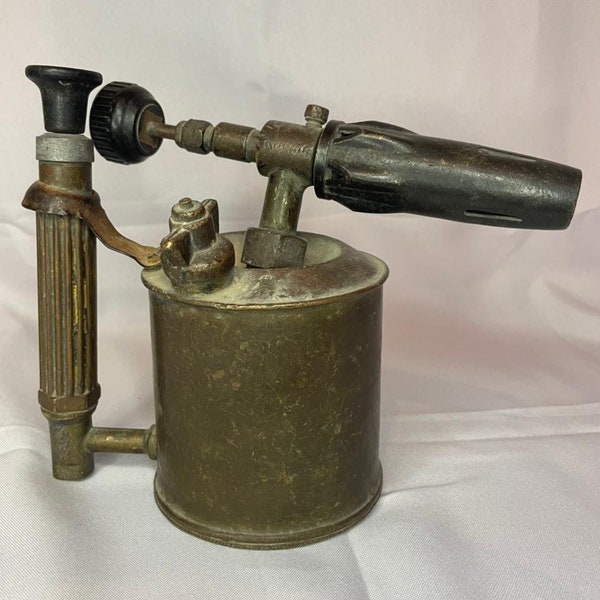 very old Antique Brass Hand Gas Welding Torch - Blow Torch - Paint Burner - Antique - Max Sievert Benzolin - Brass