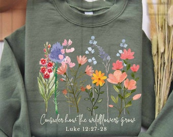 Consider The Wildflowers JPG | PNG | DTF| Sublimation | Vinyl | Christian Designs | Jesus Designs | Digital Download | Bible Verse