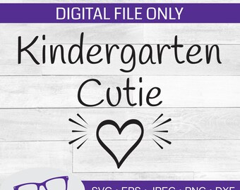 Kindergarten Cutie svg, de vuelta a la escuela svg, kínder svg, archivo de corte, archivo láser