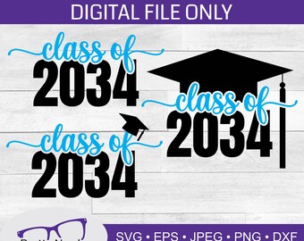 Clase de svg 2034, svg de regreso a la escuela, archivo de corte, archivo láser, graduación