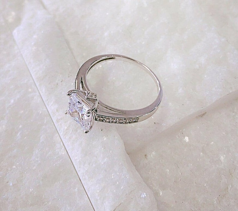 2.30 Carat Princess Brilliant Cut Engagement Wedding Ring Real 14K White Gold solitaire ring engagement ring promise ring
