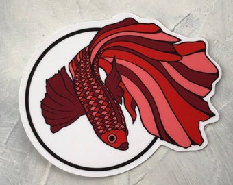 Betta Fish, Betta Fish Sticker, Red Betta Fish, Aquarium Decor