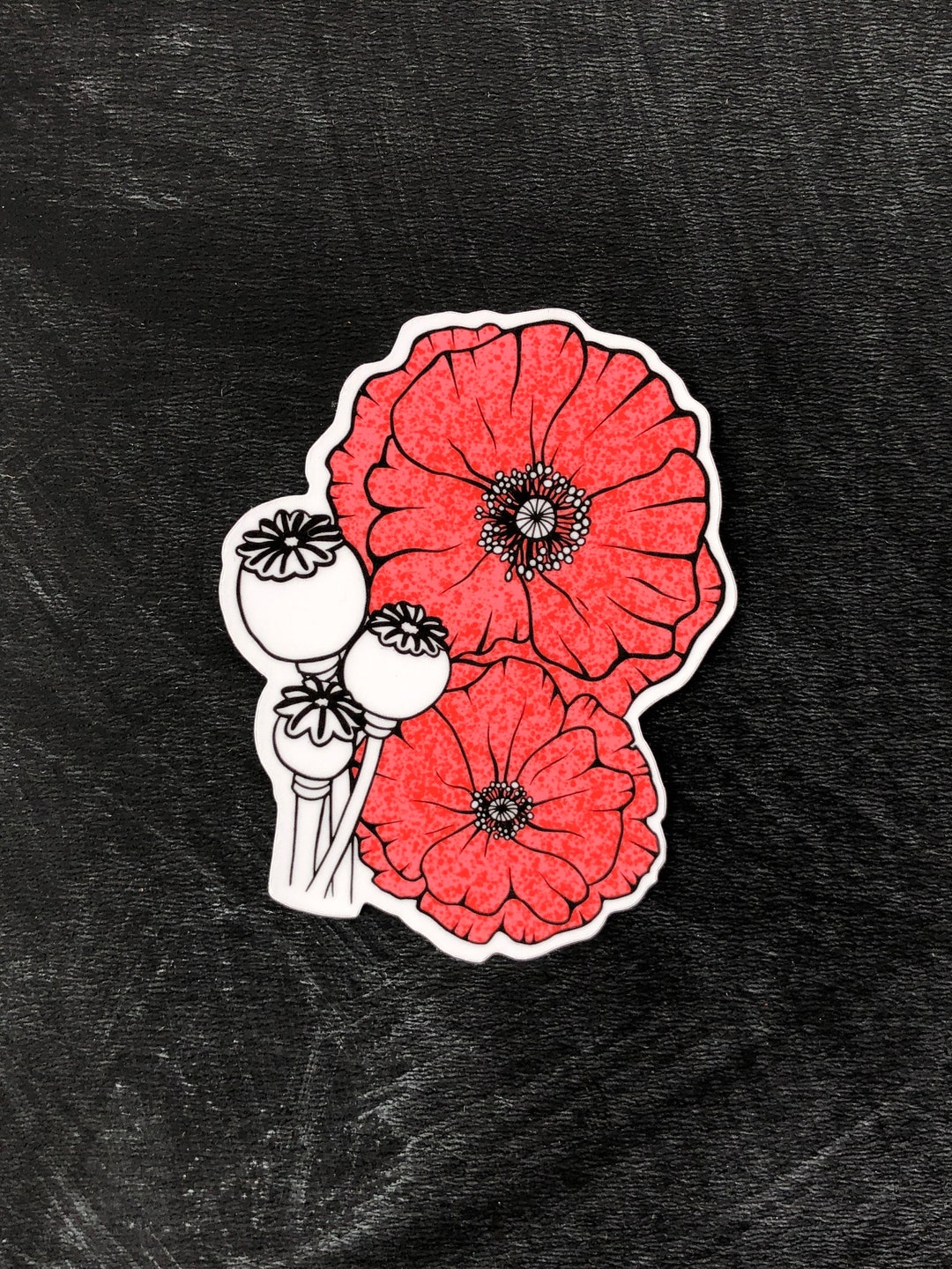 Poppy Sticker, Flower Vinyl Sticker, Flower Sticker, Red Poppy Sticker ...