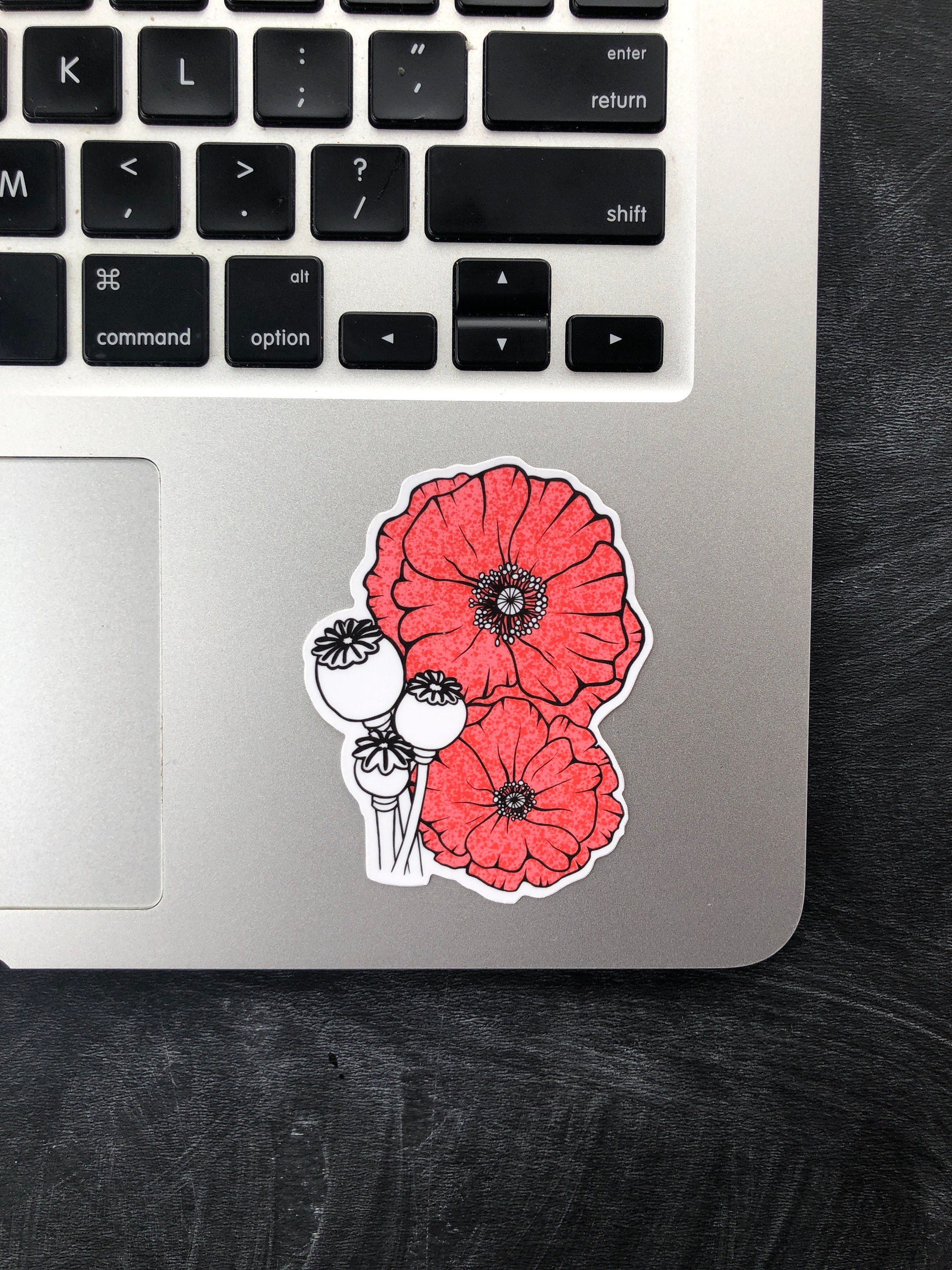 Poppy Sticker, Flower Vinyl Sticker, Flower Sticker, Red Poppy Sticker ...