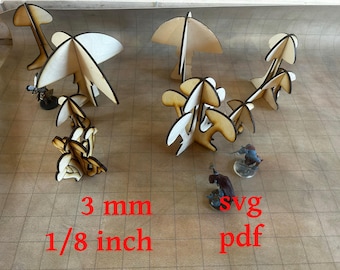 Archivos STL/corte láser de terreno de bosque de hongos | Terreno de fantasía para wargaming, terreno disperso para DnD, escenografía para juegos de rol de mesa, archivo digital MDF
