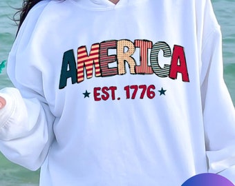 Bluza z kapturem America Est 1776: Patriotyczna duma USA - odzież na 4 lipca