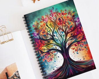 Kolorowy spiralny notatnik Drzewo Życia, dziennik, notatki