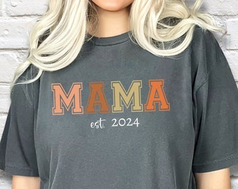 Koszulka z nadrukiem "Custom Comfort Colors Mama Est. Year"