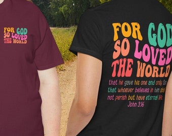 John 3:16 Christian T-shirt, Colorful Wave Graphic Design