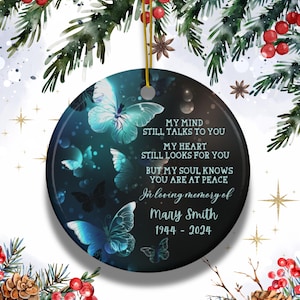 Personalized Memorial Butterfly Ornament Christmas Butterfly Ornament In Memory of Gift Remembrance Ornament Sympathy Gift In Loving Memory