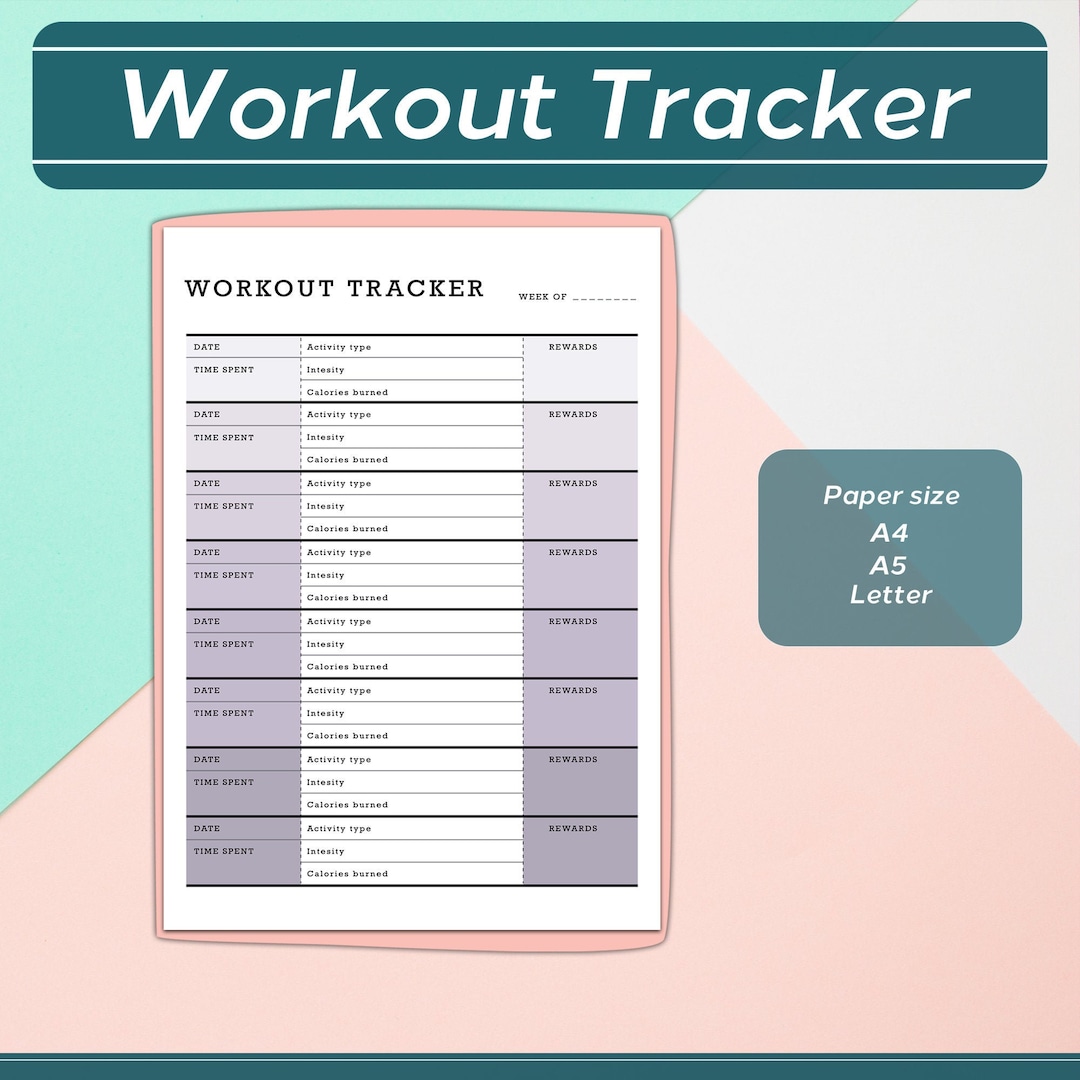 Workout Tracker Printable Exercise Planner Wellness Diary - Etsy