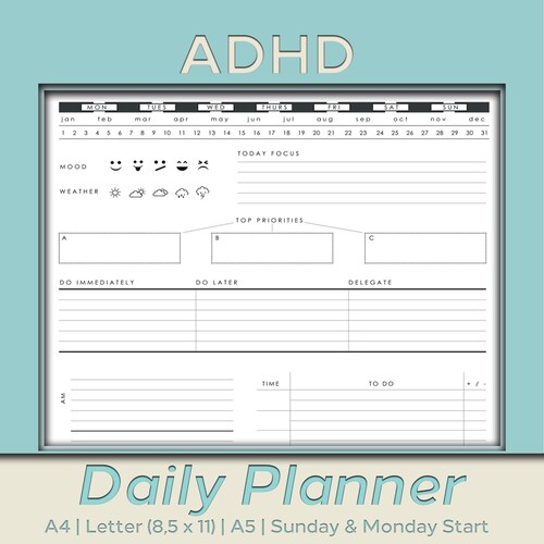 ADHD WEEKLY PLANNER // Printable Planner Digital Daily Etsy