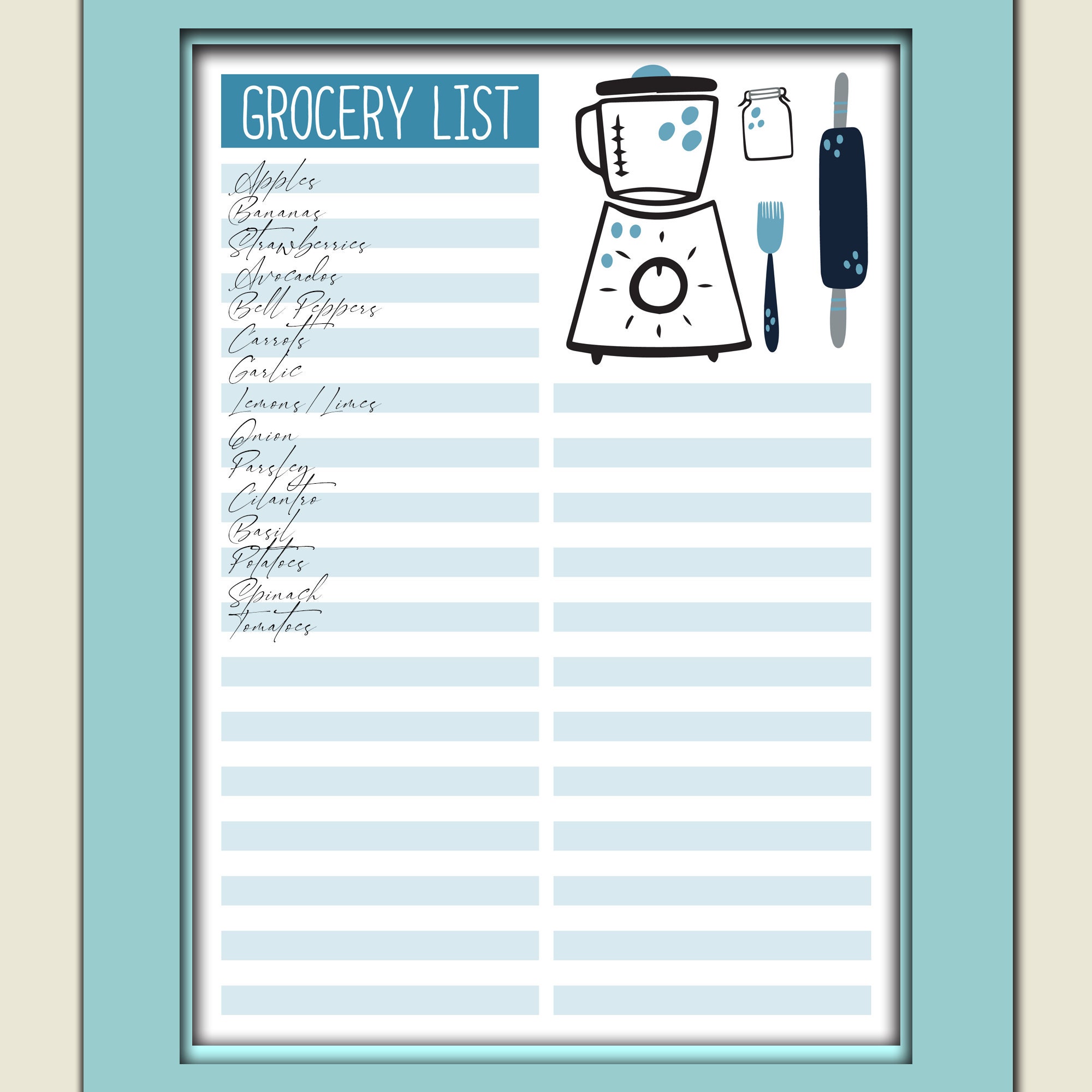 Simple Grocery List Printable Grocery Planner PDF Shopping - Etsy