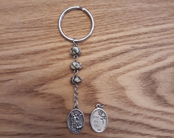 Saint Michael camouflage bead key chain