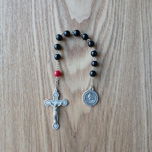 Pocket Rosary: Saint Florian, round glass beads, detailed Crucifix and Saint Florian medal