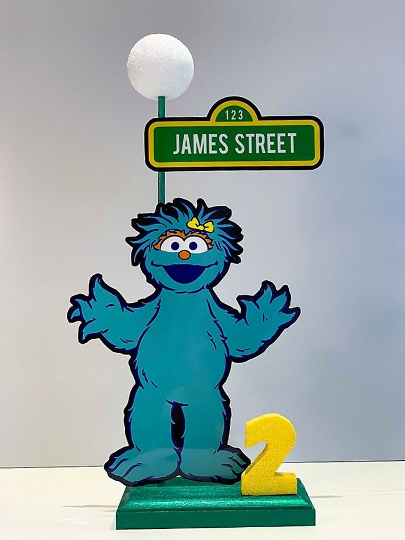 14 Inch Oscar The Grouch Sesame Street Birthday Theme Party Lamp Post Centerpiece With Personalized Name And Number