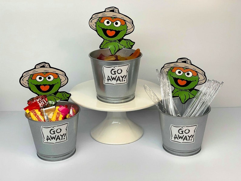 Sesame Street Birthday Theme Party Bucket Centerpiece Oscar Etsy