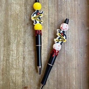 Crime Scene Pens, Forensics Teacher Gift, CSI, True Crime Gift, Beaded Pens, Investigator Pen