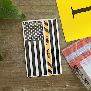 Last Responder's Flag sticker, Crime scene flag sticker, forensic science sticker, True Crime, Death Investigator image 1