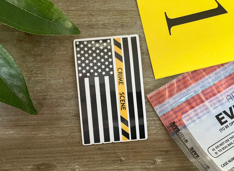 Last Responder's Flag sticker, Crime scene flag sticker, forensic science sticker, True Crime, Death Investigator image 1