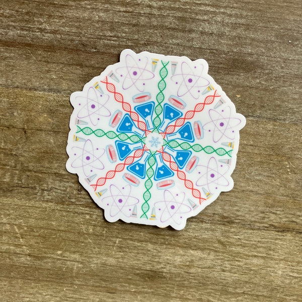 Science Snowflake Sticker, Lab Tech Holiday, Stocking Stuffer, Gift Tag, Chemistry, Microbiology, Biology, Science Teacher, Christmas