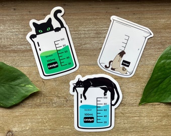 Catalyst Stickers, Science Cat Stickers, Chemistry Kitties, Lab Tech, Biology Sticker, Science Teacher, Water Bottle, Laminated