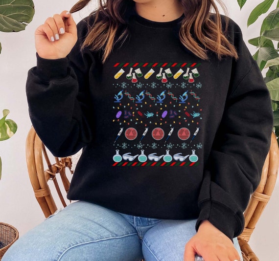 Science Christmas Ugly Sweater Chemistry Holiday Crewneck Biology Funny Christmas Ugly Sweater Science Teacher Christmas Etsy UK