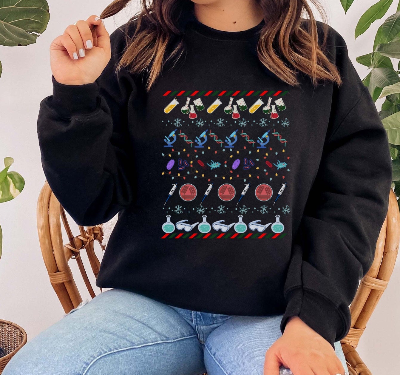 Science Christmas Ugly Sweater Chemistry Holiday Crewneck
