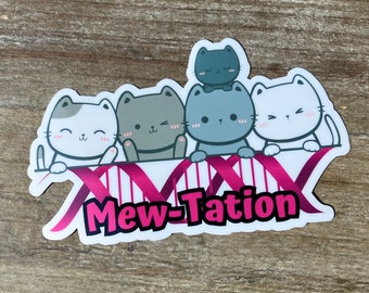 Mewtation Biology Cat Sticker, Kitty Science Sticker, Microbiologist, Lab Tech, Science Teacher, Biologist Sticker, Cat Sticker, Mutation