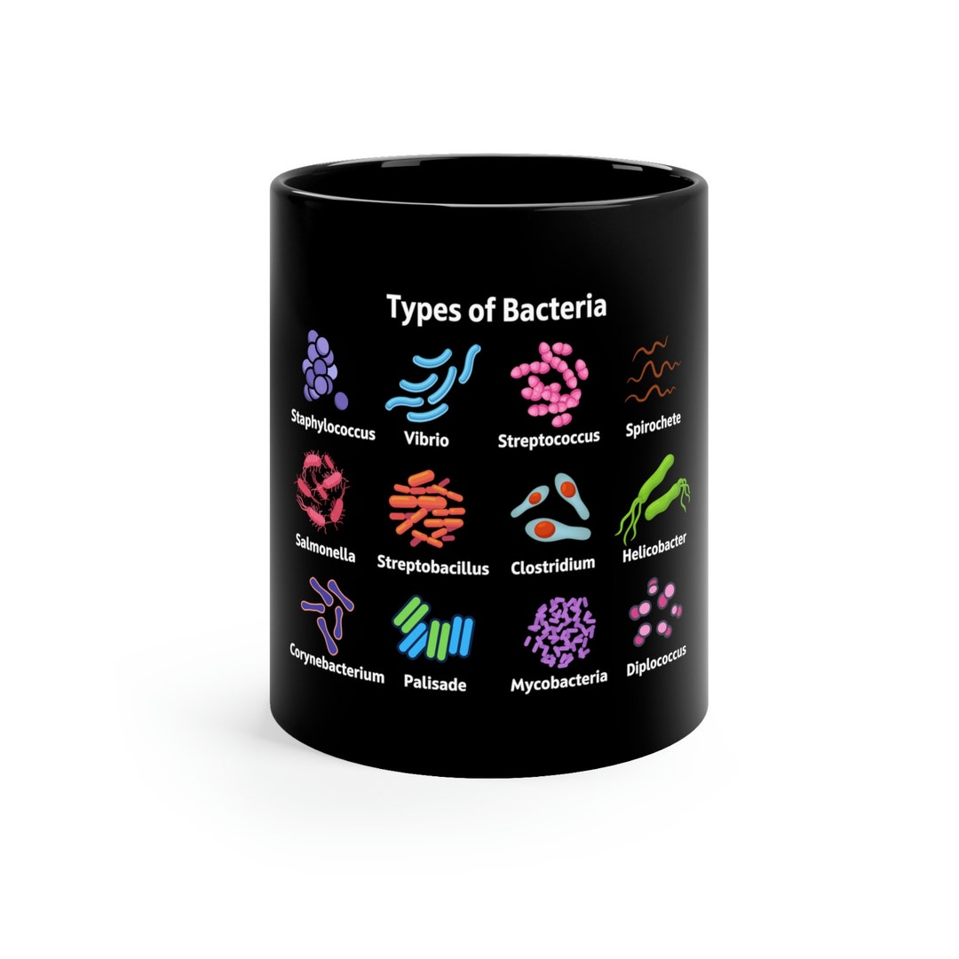 Types of Bacteria Coffee Mug, Microbiologist, Lab Tech Mug, Public