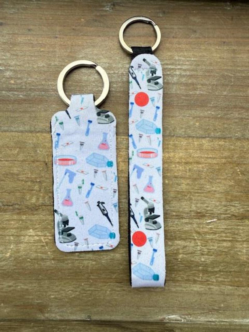 Science Lab Keychains Microbiology Wristlet/lip Balm Holder Keychain, Science Gift, Lab Tech ...