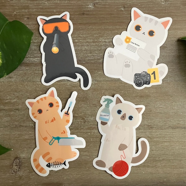 Crime Scene Kitties, Forensics Cat Stickers, Crime Scene Technician Stickers, True Crime Stickers, Investigator Cats, Autopsy Cats