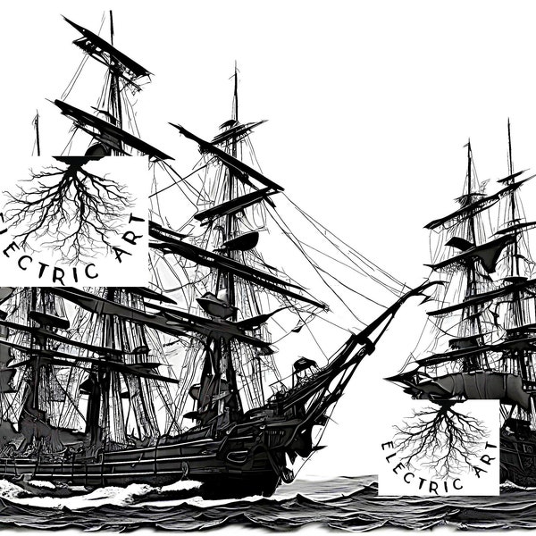 Ships at sea bundle 4k resolution digital file laser engravings
