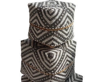 Boho Shell Boxes Set of 3 – Handmade Balinese Tribal Storage | Stacking Decorative Boxes for Shelf, Living Room or Entryway