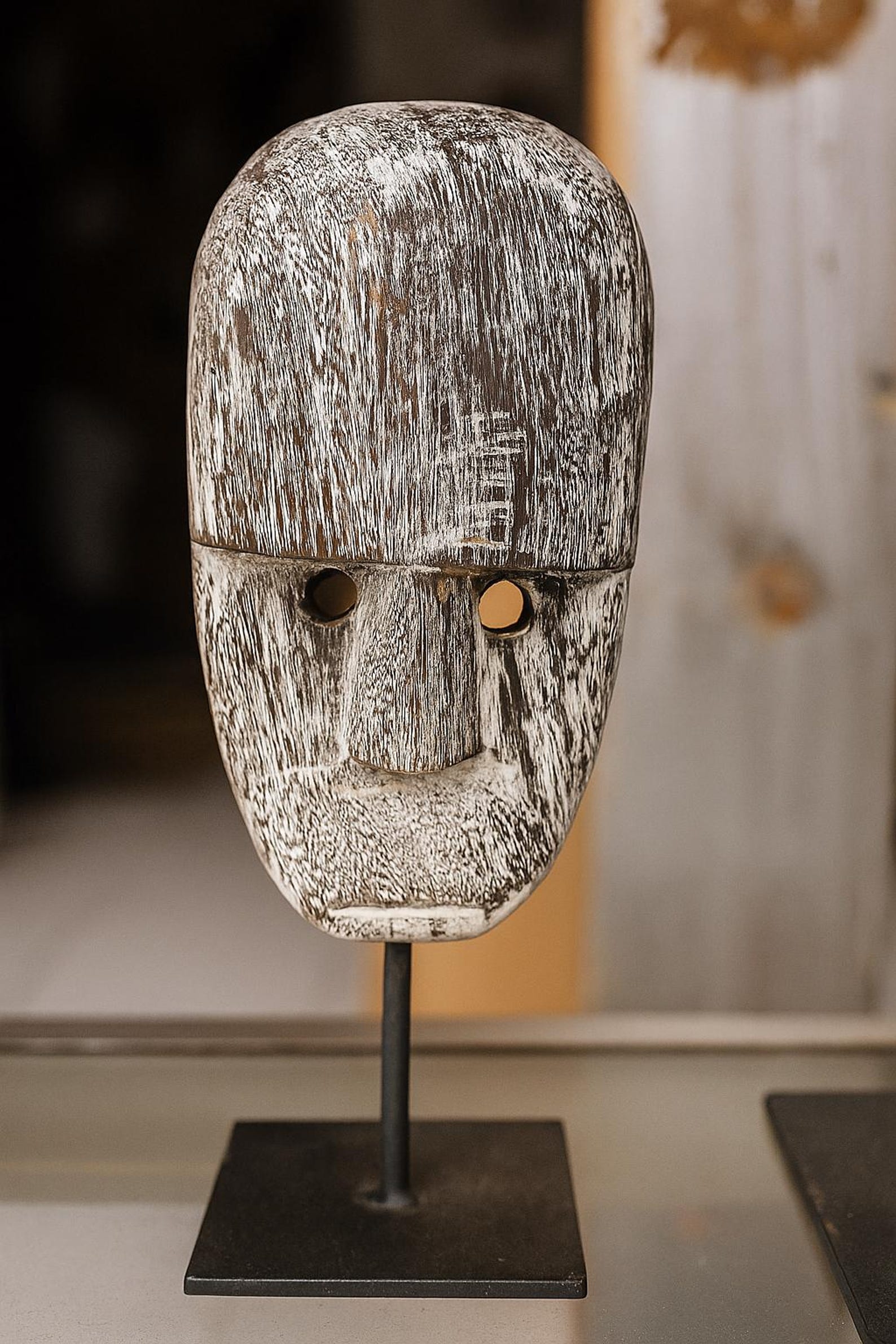 Primitive Wooden Tribal Mask – Rustic Hand Carved Art on Stand - Etsy UK